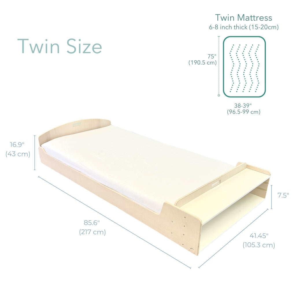 CHERRY TWIN - Montessori Floor Bed with Shelves